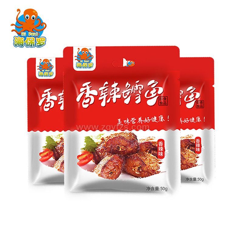 海鮮零食香辣鱈魚五香鱈魚休閑零食50g*3袋