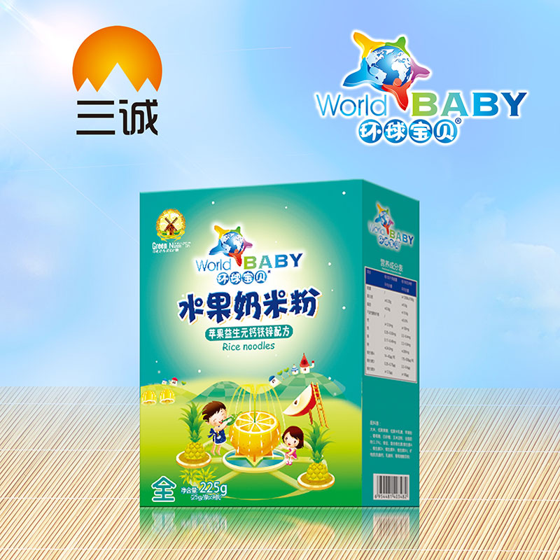 環球寶貝水果奶米粉蘋果益生元鈣鐵鋅盒裝