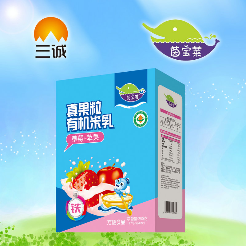 茵寶萊真果粒有機米乳草莓蘋果盒裝