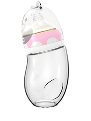 母貝兒熊貓寶寶三色玻璃帶防塵蓋-粉紅色