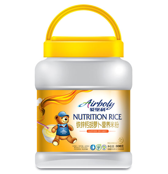 愛堡利鐵鋅鈣胡蘿卜營養米粉桶裝800g