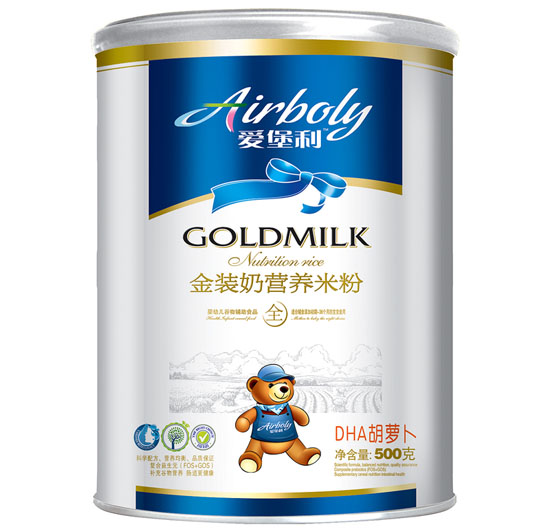 愛堡利DHA胡蘿卜奶營養米粉500g聽裝