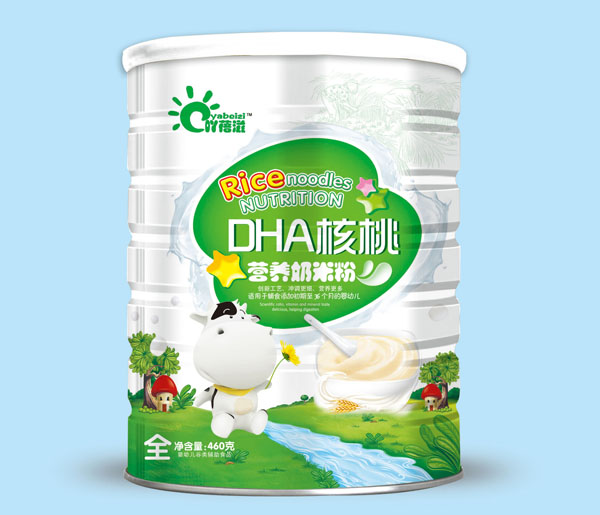 吖蓓滋DHA核桃奶營養(yǎng)奶米粉聽裝