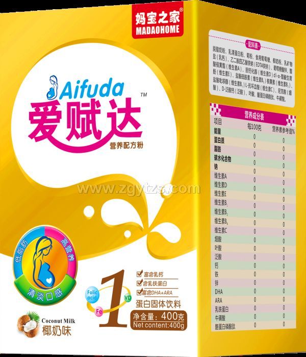 愛賦達營養配方粉~椰奶味1段 盒裝